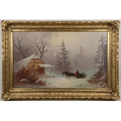 school-of-durrie-19th-c-house-sleigh-in-snow