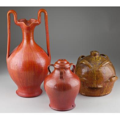 three-north-carolina-pottery-lamp-bases