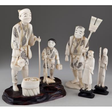 four-japanese-ivory-okimonos