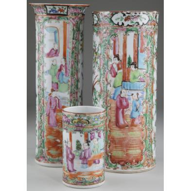 three-chinese-rose-medallion-vases