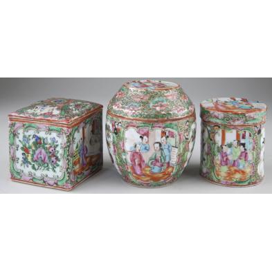 chinese-rose-medallion-lidded-jars