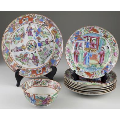 group-of-chinese-export-rose-mandarin-porcelain