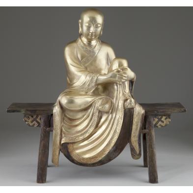 chinese-gilt-bronze-of-a-luohan-buddhist-monk