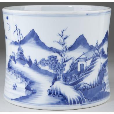 large-chinese-blue-and-white-brush-pot