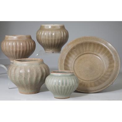 group-of-five-lung-ch-uan-celadon-vessels