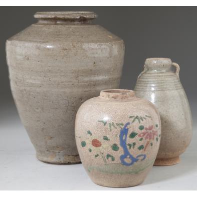 two-celadon-thai-wares-and-a-decorated-jar