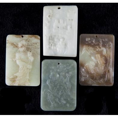 four-chinese-jade-plaque-pendants