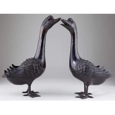 two-japanese-bronze-geese