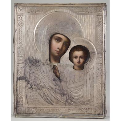 russian-icon-with-silver-oklad-early-20th-century