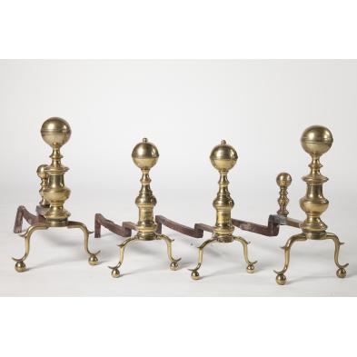 two-pair-of-brass-ball-top-andirons