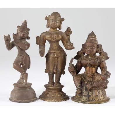 three-indian-bronze-figures