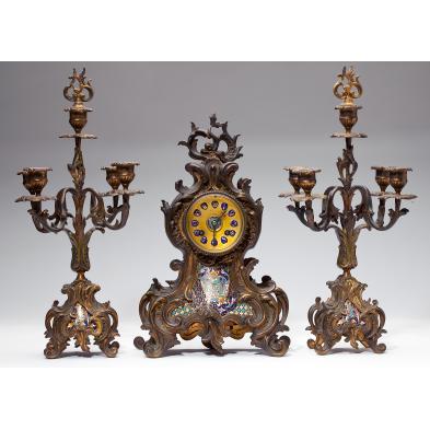 tiffany-co-champleve-gilt-bronze-garniture-set