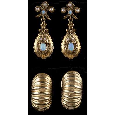 two-pairs-of-gold-earrings