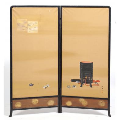 japanese-floor-screen-with-kai-oke-painting