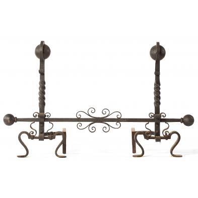 pair-of-arts-crafts-wrought-iron-andirons