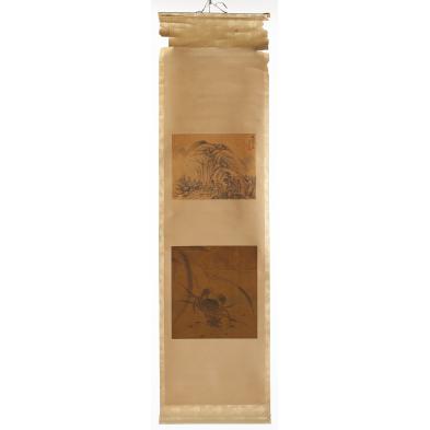 single-scroll-with-two-chinese-paintings