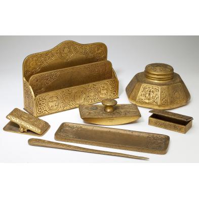 tiffany-studios-gilt-bronze-zodiac-desk-set