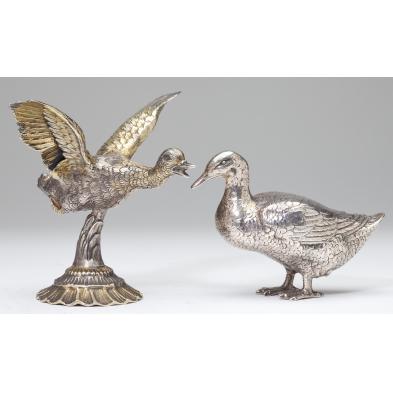 two-sterling-silver-duck-sculptures