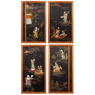 four-antique-chinese-hardstone-inlaid-panels