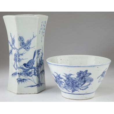 two-chinese-blue-white-porcelain-items