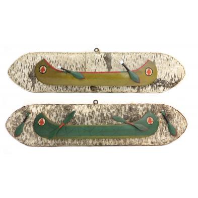 pair-of-folk-art-canoe-wall-mount-plaques
