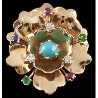 multi-stone-and-gold-floral-brooch-americana
