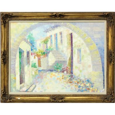 john-adamos-manol-20th-c-sunny-courtyard