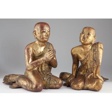 pair-of-burmese-gilt-lacquered-buddhist-monks