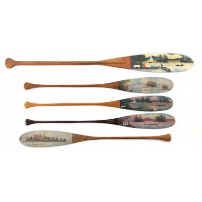 five-hand-painted-souvenir-canoe-paddles