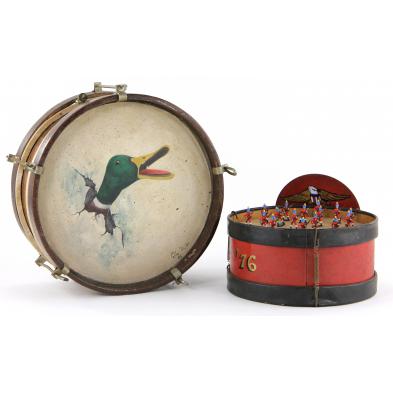 two-decorated-vintage-toy-drums