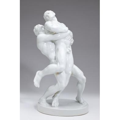 herend-porcelain-statue-olympic-wrestlers