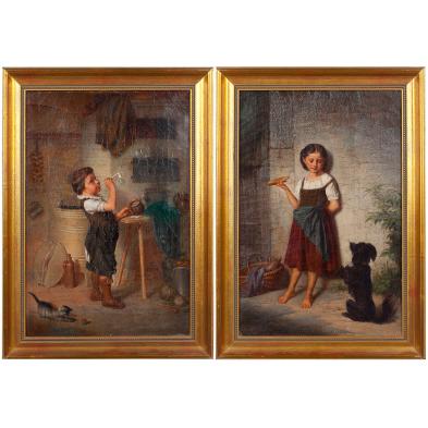 pair-of-german-genre-paintings-19th-century