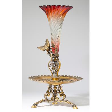 att-baccarat-amberina-brass-epergne