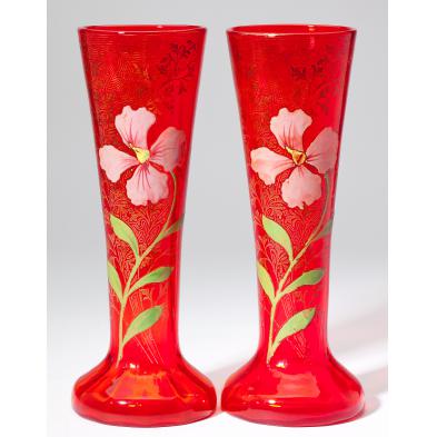 att-mont-joye-pair-of-tall-enamel-decorated-vases