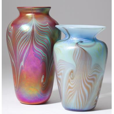 two-art-glass-pulled-feather-vases