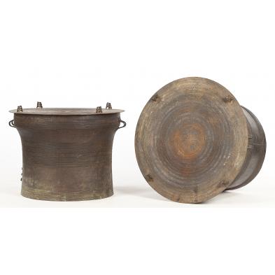 two-antique-southeast-asia-bronze-rain-drums