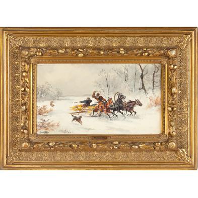 att-jan-wolski-polish-19th-century-snow-scene