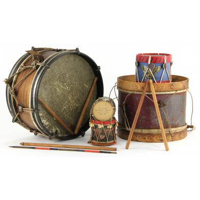 five-antique-and-vintage-decorative-toy-drums