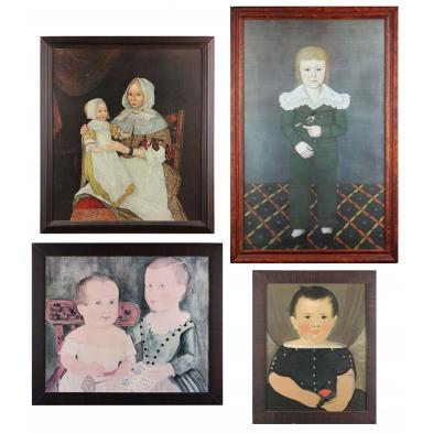 group-of-americana-folk-art-portrait-prints