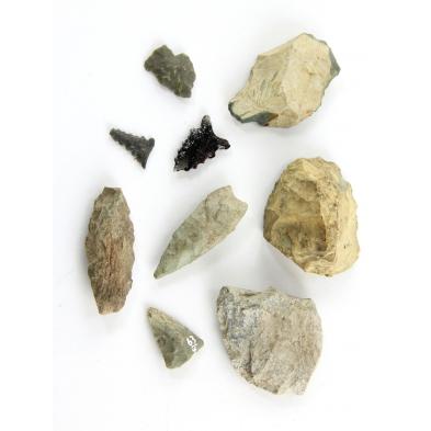 nine-chipped-stone-indian-artifacts