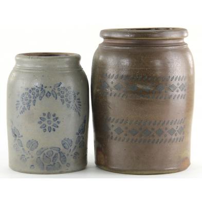 two-american-stoneware-storage-jars