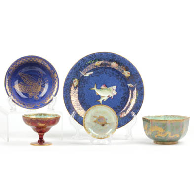 group-of-five-pieces-wedgwood-fairyland-lustre