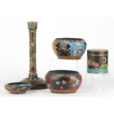 five-pieces-of-chinese-cloisonne