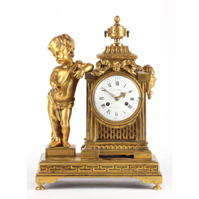 french-gilt-metal-figural-mantel-clock