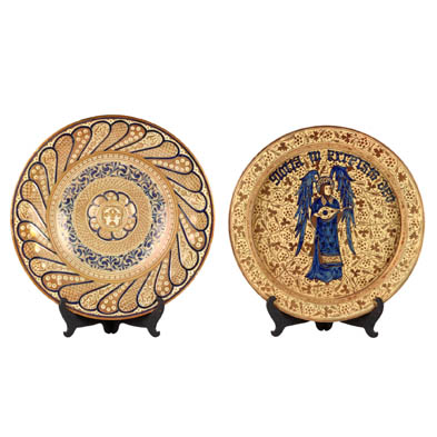 two-majolica-hispano-moresque-revival-chargers