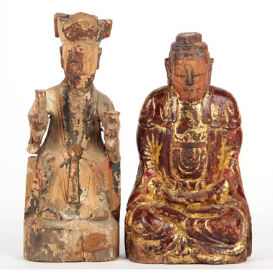 two-chinese-carved-wood-sculptures