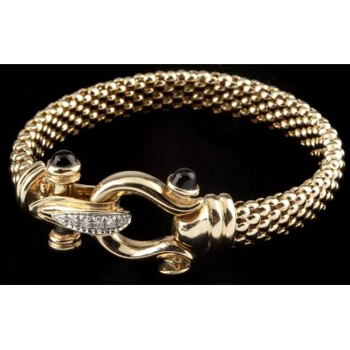 onyx-and-diamond-woven-gold-bracelet
