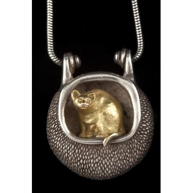 gold-and-sterling-cat-pendant-necklace
