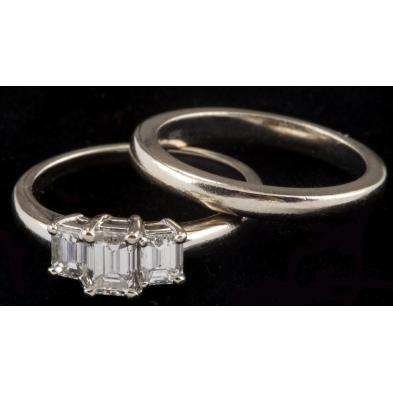 emerald-cut-diamond-three-stone-wedding-set