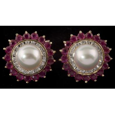 pair-of-ruby-pearl-and-diamond-earclips